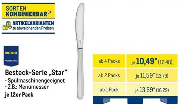 Besteck-Serie „Star“ – Menümesser, spülmaschinengeeignet
