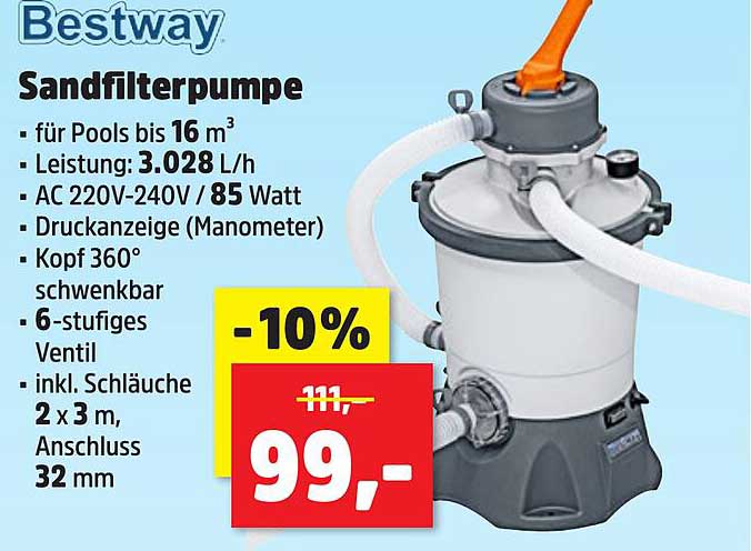 Bestway Sandfilterpumpe für Pools bis 16 m³