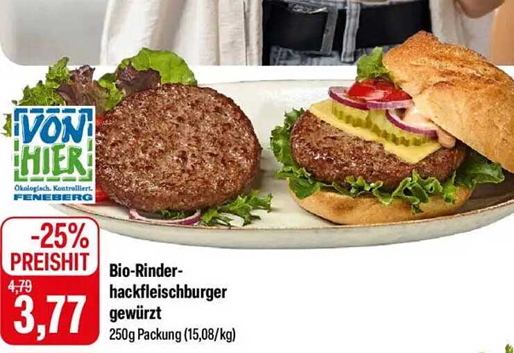 Bio-Rinderhackfleischburger gewürzt