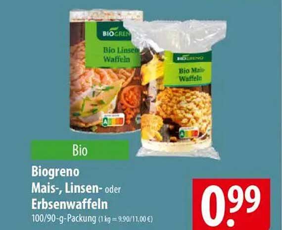 Biogreno Mais-, Linsen- oder Erbsenwaffeln