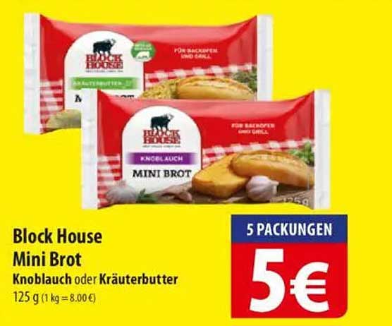 Block House Mini Brot Knoblauch oder Kräuterbutter 125 g