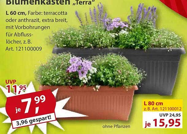 Blumenkasten „Terra“ - L60 cm in terracotta oder anthrazit