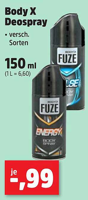 Body X Deospray - verschiedene Sorten