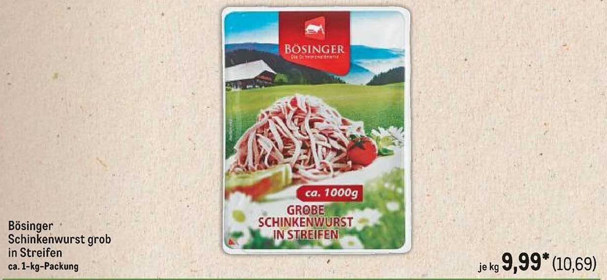 Bösinger Schinkenwurst grob in Streifen, ca. 1-kg-Packung