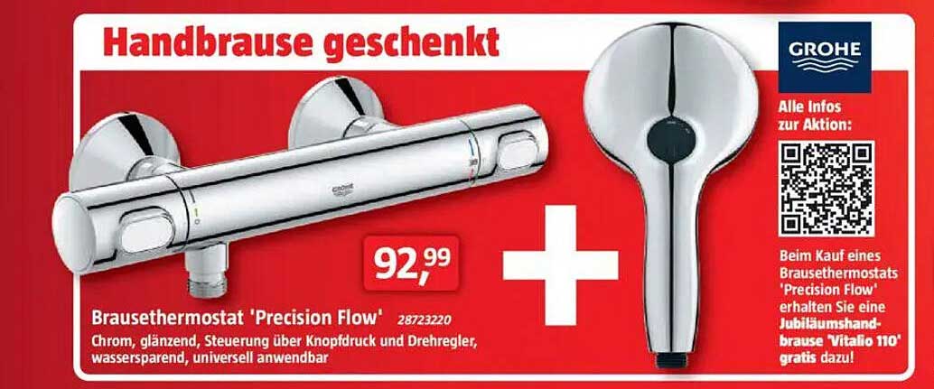Brausethermostat 'Precision Flow' mit Handbrause geschenkt