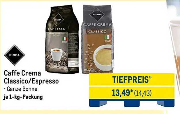 Caffe Crema Classico/Espresso – Ganze Bohne je 1-kg-Packung