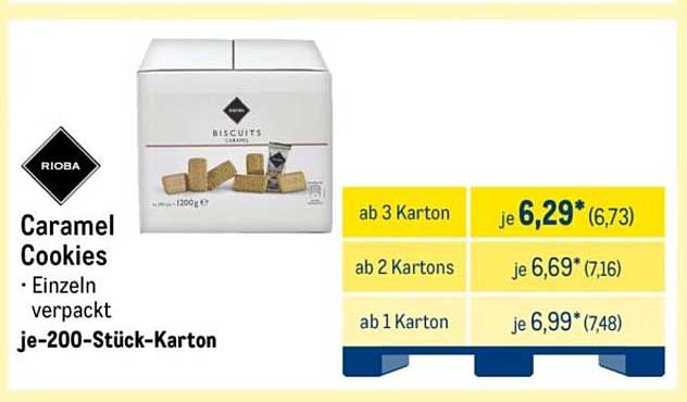 Caramel Cookies - Einzelverpackt im 200 Stück-Karton