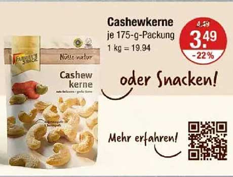 Cashewkerne je 175-g-Packung
