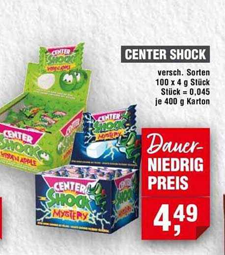 CENTER SHOCK - verschiedene Sorten, 100 x 4 g Stück