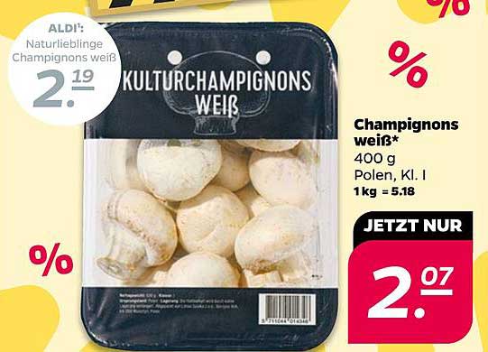 Champignons weiß 400 g - Jetzt nur 2,07 €