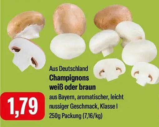 Champignons weiß oder braun aus Bayern, 250g Packung