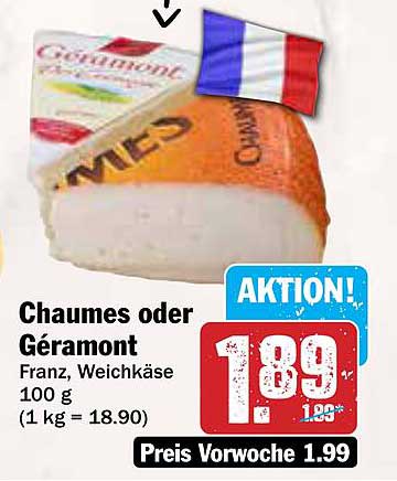 Chaumes oder Géramont Franz, Weichkäse 100 g