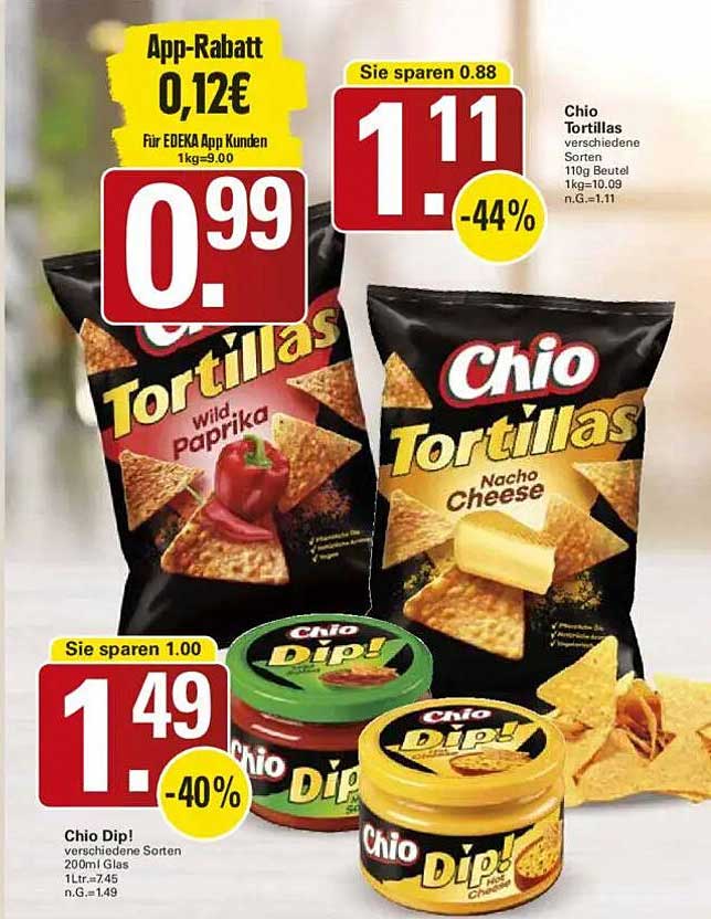 Chio Tortillas und Chio Dip! versch. Sorten zu tollen Preisen