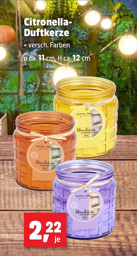 Citronella-Duftkerze - verschiedene Farben