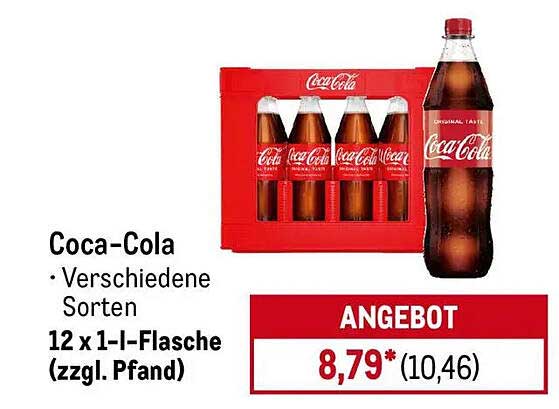 Coca-Cola 12 x 1-l-Flasche (verschiedene Sorten)