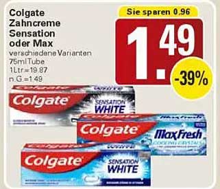 Colgate Zahnpasta Sensation oder Max 75 ml
