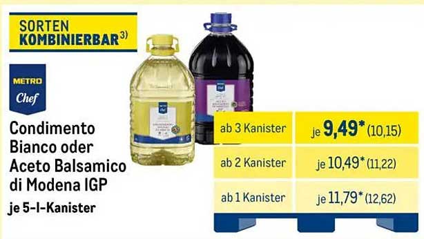 Condimento Bianco oder Aceto Balsamico di Modena IGP je 5-I-Kanister