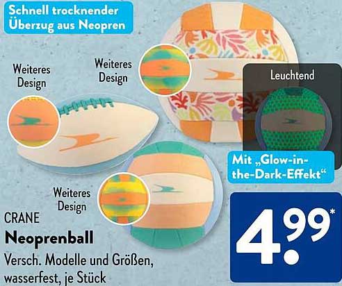 CRANE Neoprenball - Verschiedene Modelle und Größen, wasserfest, je Stück