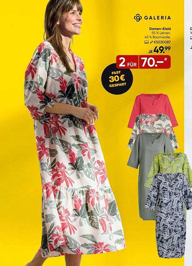 Damen-Kleid 55% Leinen, 45% Baumwolle – 2 für 70,- €