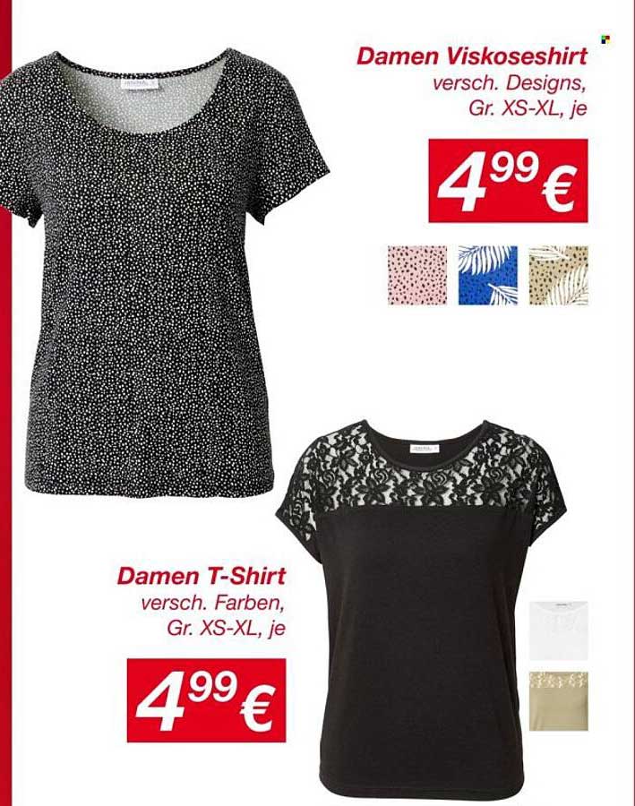 Damen Viskoseshirt und Damen T-Shirt - versch. Designs und Farben, Gr. XS-XL, je