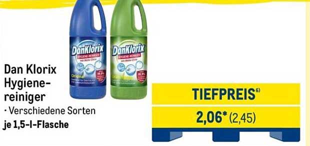 Dan Klorix Hygiene-Reiniger je 1,5-l-Flasche