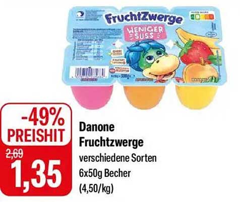 Danone FruchtZwerge verschiedene Sorten 6x50g Becher