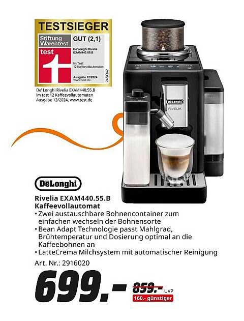 De'Longhi Rivelia EXAM440.55.B Kaffeevollautomat