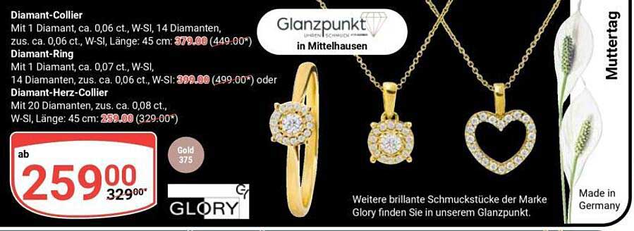 Diamant-Collier, Diamant-Ring und Diamant-Herz-Collier
