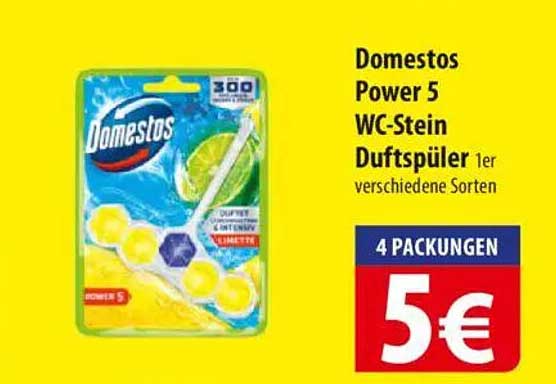 Domestos Power 5 WC-Stein Duftspüler, 4 Packungen