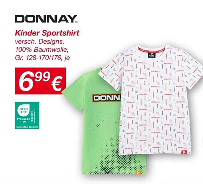 Donnay Kinder Sportsshirt - Verschiedene Designs, 100% Baumwolle