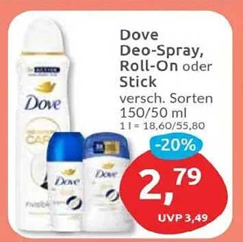 Dove Deo-Spray, Roll-On oder Stick - verschiedene Sorten 150/50 ml