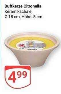 Duftkerze Citronella in keramischer Schale