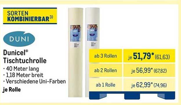 Dunicel® Tischdecke von DUNI - 40 Meter lange Rollen für vielfältige Anlässe