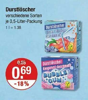 Durstlöscher verschiedene Sorten je 0,5-Liter-Packung