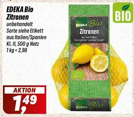 EDEKA Bio Zitronen 500 g netz – unbehandelt