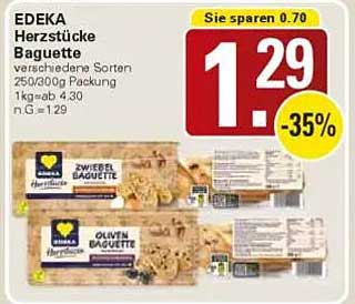 EDEKA Herzstücke Baguette - verschiedene Sorten 250/300g Packung
