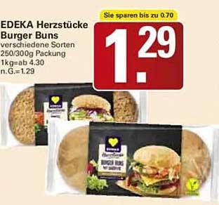 EDEKA Herzstücke Burger Buns 250/300g Packung