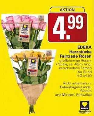 EDEKA Herzstücke Fairtrade Rosen - 7 Stiele für nur 4,99 €