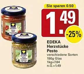 EDEKA Herzstücke Pesto verschiedene Sorten 190g Glas