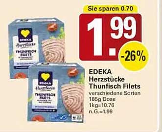 EDEKA Herzstücke Thunfisch Filets 185g Dose - verschiedene Sorten
