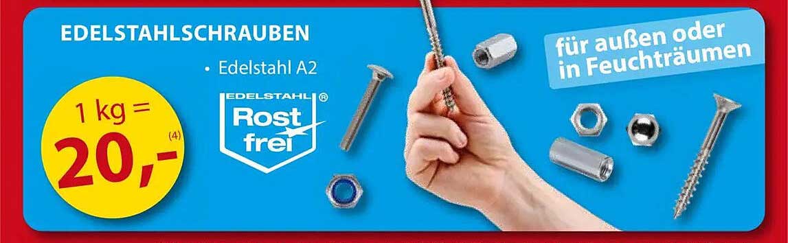 Edelstahl Schrauben - Edelstahl A2 (1 kg = 20,-)