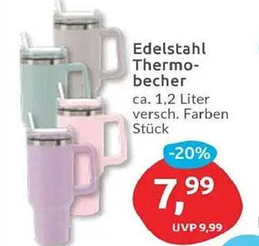 Edelstahl Thermobecher ca. 1,2 Liter versch. Farben