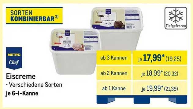 Eiscreme - Verschiedene Sorten je 6-I-Kanne