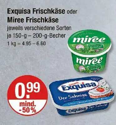Exquisa Frischkäse oder Miree Frischkäse - 150-g oder 200-g-Becher