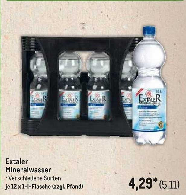Extaler Mineralwasser - Verschiedene Sorten