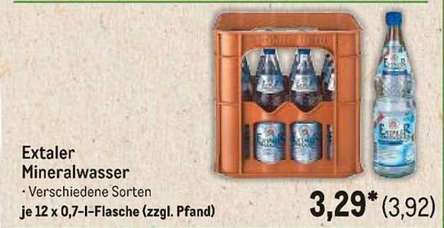 Extaler Mineralwasser - Verschiedene Sorten