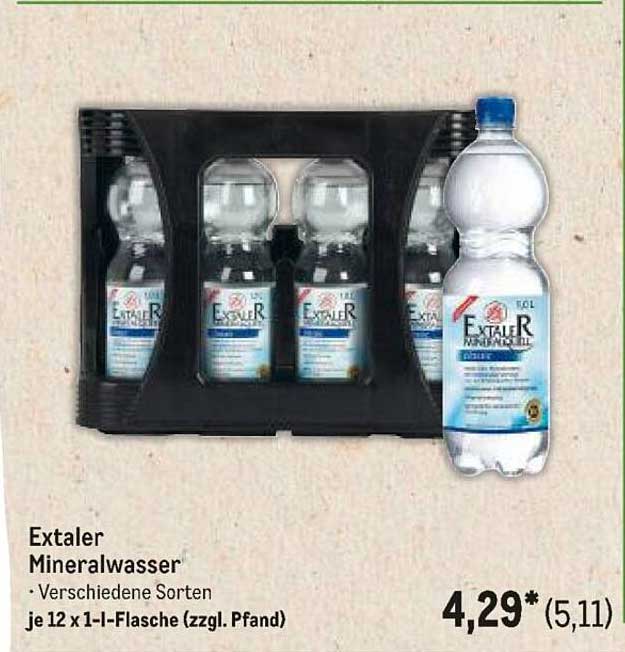 Extaler Mineralwasser – Verschiedene Sorten je 12 x 1-l-Flasche (zzgl. Pfand)
