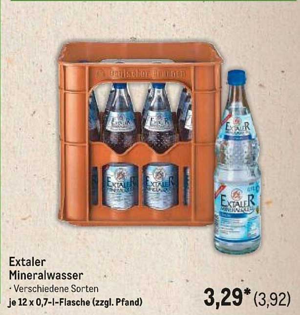 Extaler Mineralwasser - Verschiedene Sorten