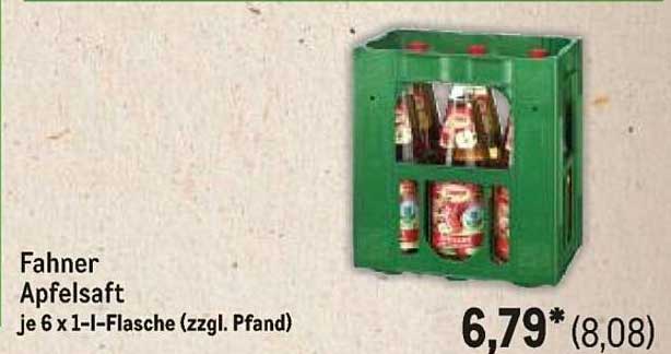 Fahner Apfelsaft je 6 x 1-l-Flasche (zzgl. Pfand)