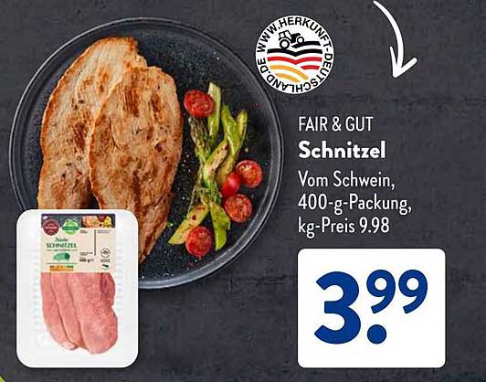 FAIR & GUT Schnitzel vom Schwein, 400-g-Packung